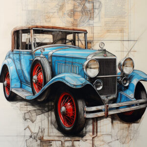 Diagrammatic Drawing Old Car
