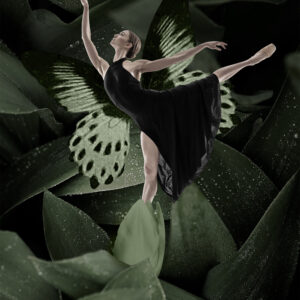 Full Shot Woman Transforming Into Butterfly