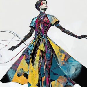 Futuristic Fashion Model Artistic Cyberpunk Attire