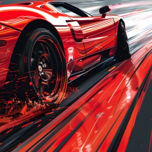 Highspeed Red Sports Car Illustration Dynamic