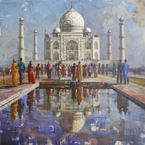 Illustration Taj Mahal Mosque Agra India