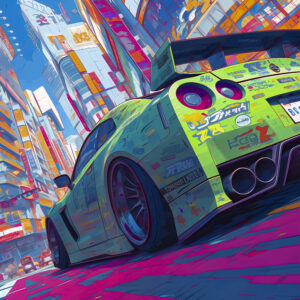 Japanese Tuning Car Abstract Anime Poster