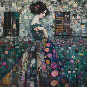 Painting Woman Dress With Flower Pattern