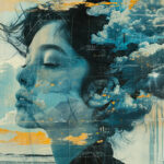 Portrait Person Autism Day Awareness Collage Style