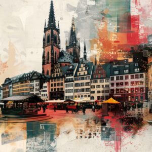 Römer City Hall Frankfurt Art Collage