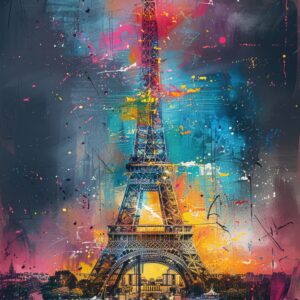 Vivid Artistic Depiction Eiffel Tower
