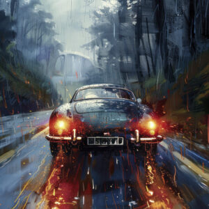 Watercolor Car Painting Illustration