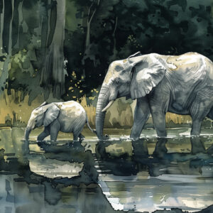 Watercolor Elephant Illustration